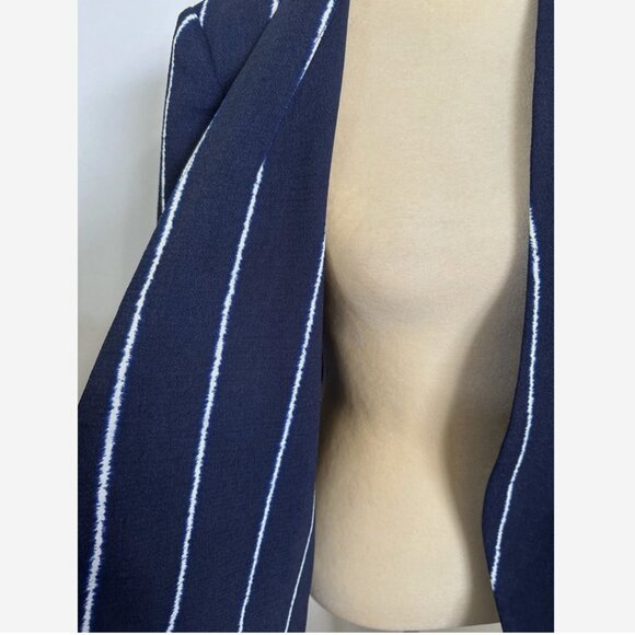 LIMITED Navy Blue White Stripe Open Knit Blazer NWT 18 Cardigan Jacket Plus - Picture 5 of 9